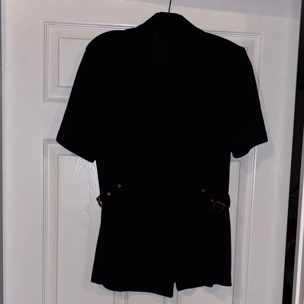 St. John Black Short Sleeve Jacket With Gold Acce… - image 3
